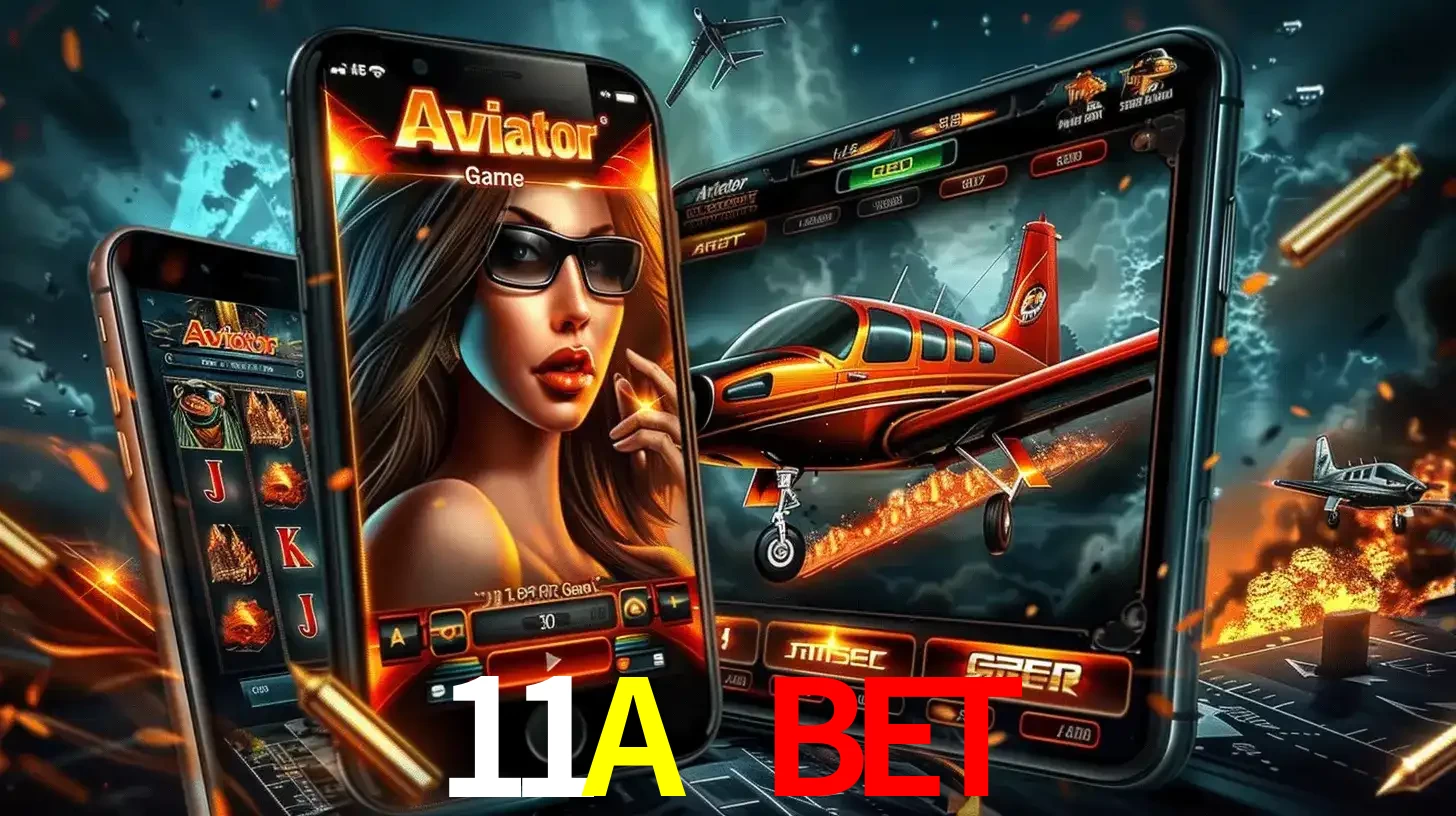 O popular jogo de apostas Aviator exibido em vários celulares e tablets, mostrando a interface emocionante e a ação de voo disponíveis para jogar agora no 11A BET.